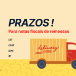 Ilustração de uma remessa de mercadorias em transporte com relógio, indicando o prazo para devolução.