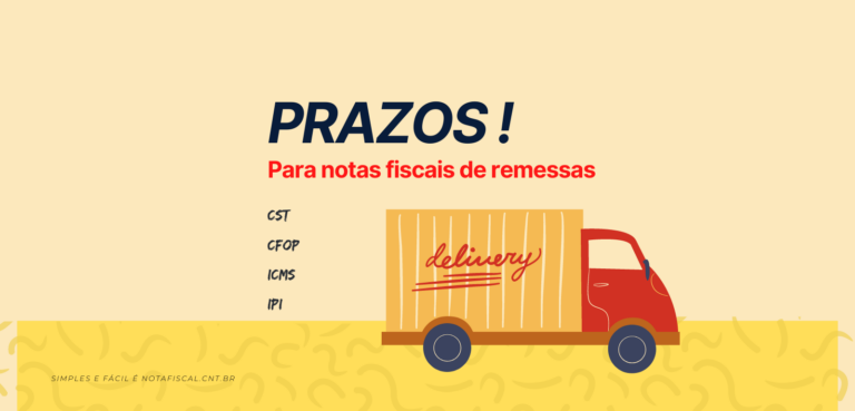 Ilustração de uma remessa de mercadorias em transporte com relógio, indicando o prazo para devolução.