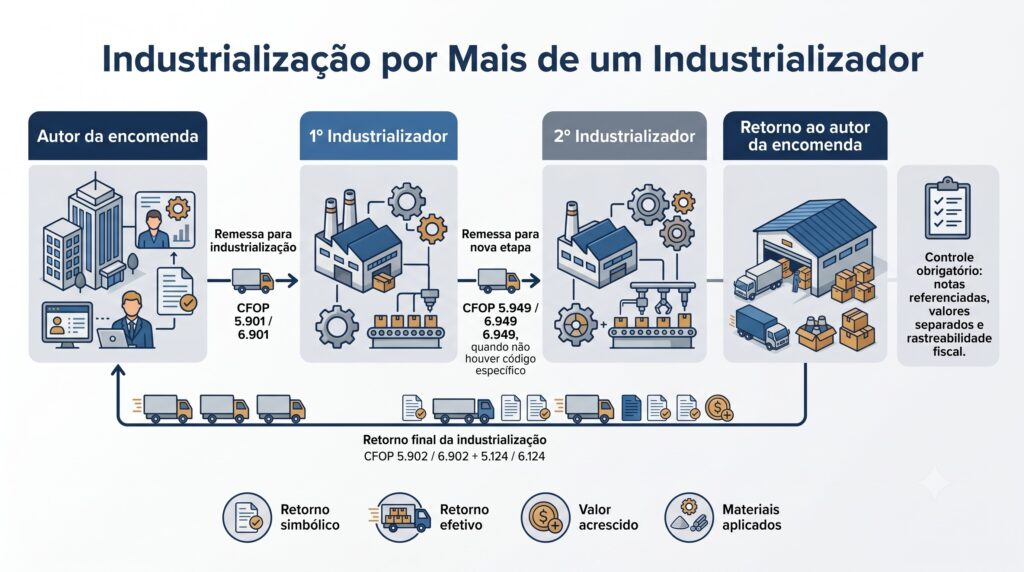 Industrialização por encomenda realizada por mais de um estabelecimento industrializador